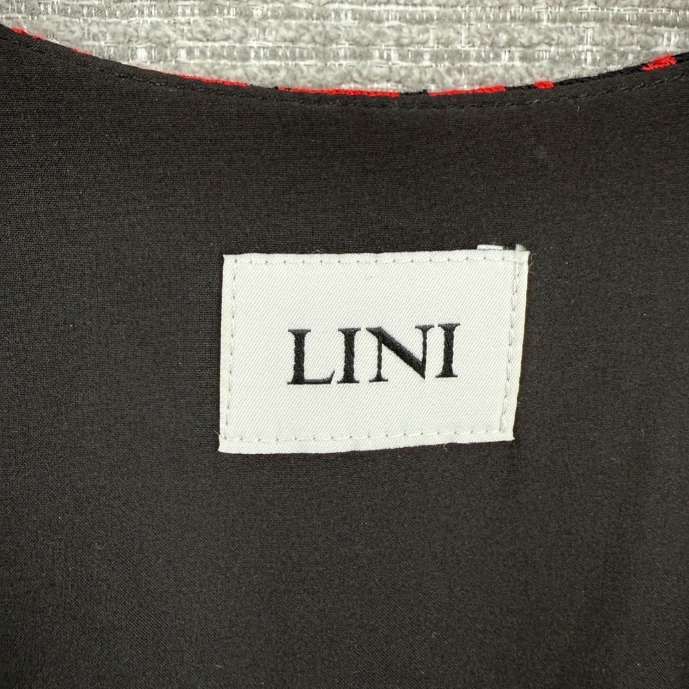 Lini Red Houndstooth Surplice Sleeveless‎ Sheath Dress Sz M Party Mini Cocktail - Picture 5 of 14